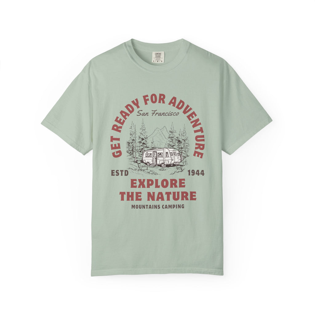 Adventure Camping Tee - Unisex Garment-Dyed T-shirt, Nature Lover Gift, Outdoor Enthusiast Apparel, Hiking Shirt, Vintage Camp Top
