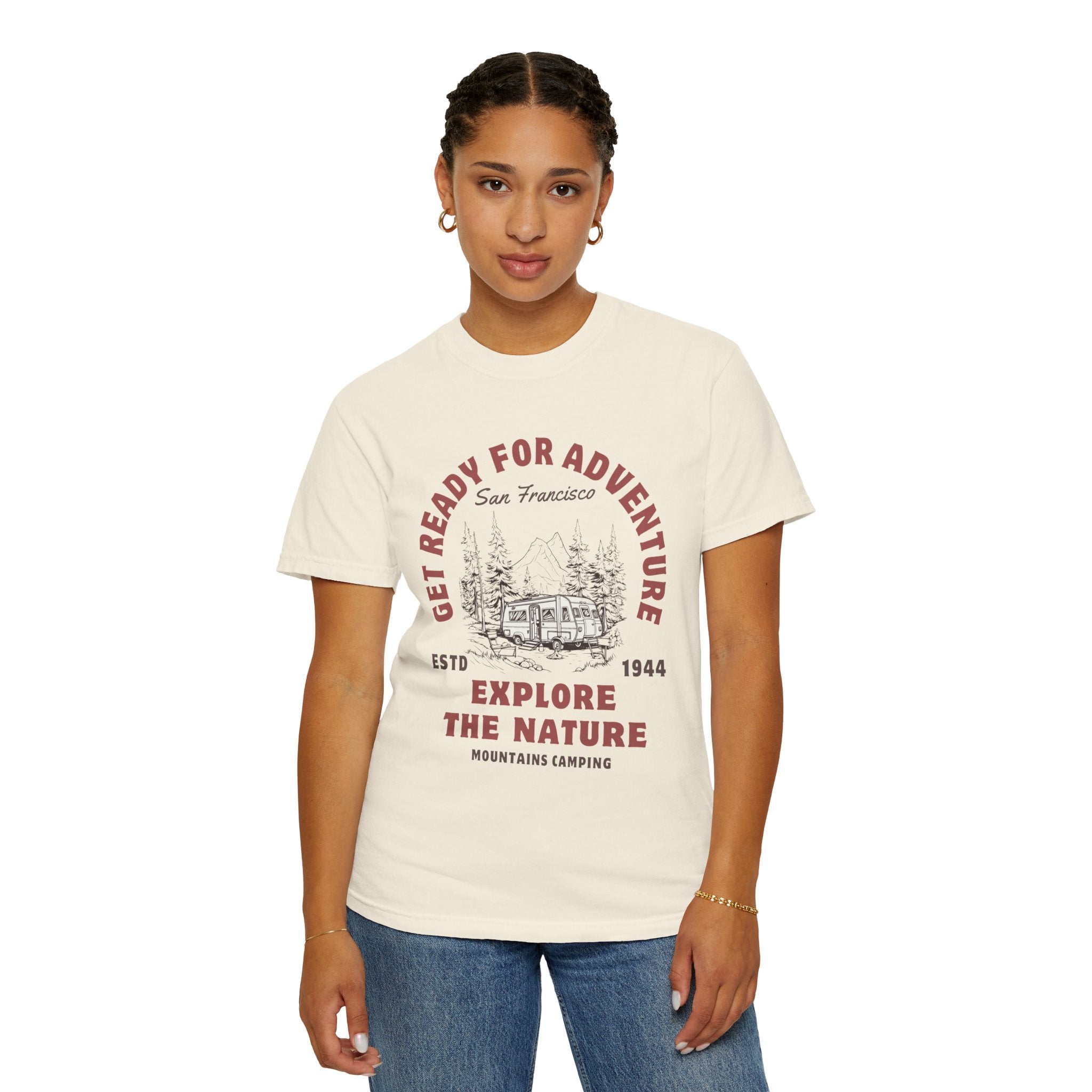 Adventure Camping Tee - Unisex Garment-Dyed T-shirt, Nature Lover Gift, Outdoor Enthusiast Apparel, Hiking Shirt, Vintage Camp Top