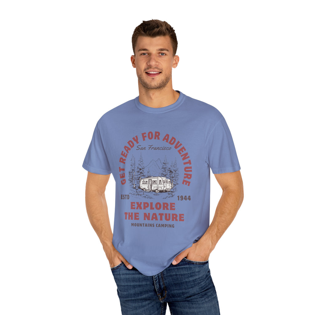 Adventure Camping Tee - Unisex Garment-Dyed T-shirt, Nature Lover Gift, Outdoor Enthusiast Apparel, Hiking Shirt, Vintage Camp Top
