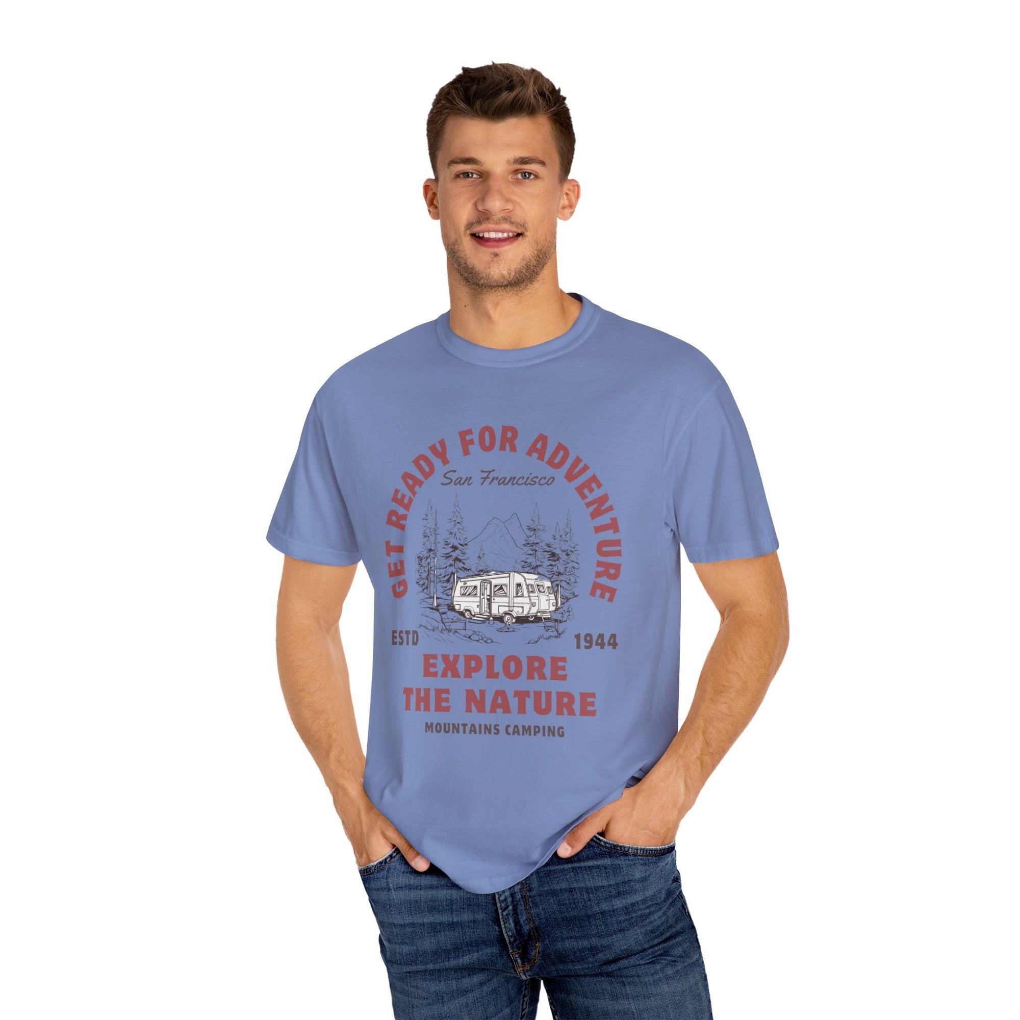 Adventure Camping Tee - Unisex Garment-Dyed T-shirt, Nature Lover Gift, Outdoor Enthusiast Apparel, Hiking Shirt, Vintage Camp Top