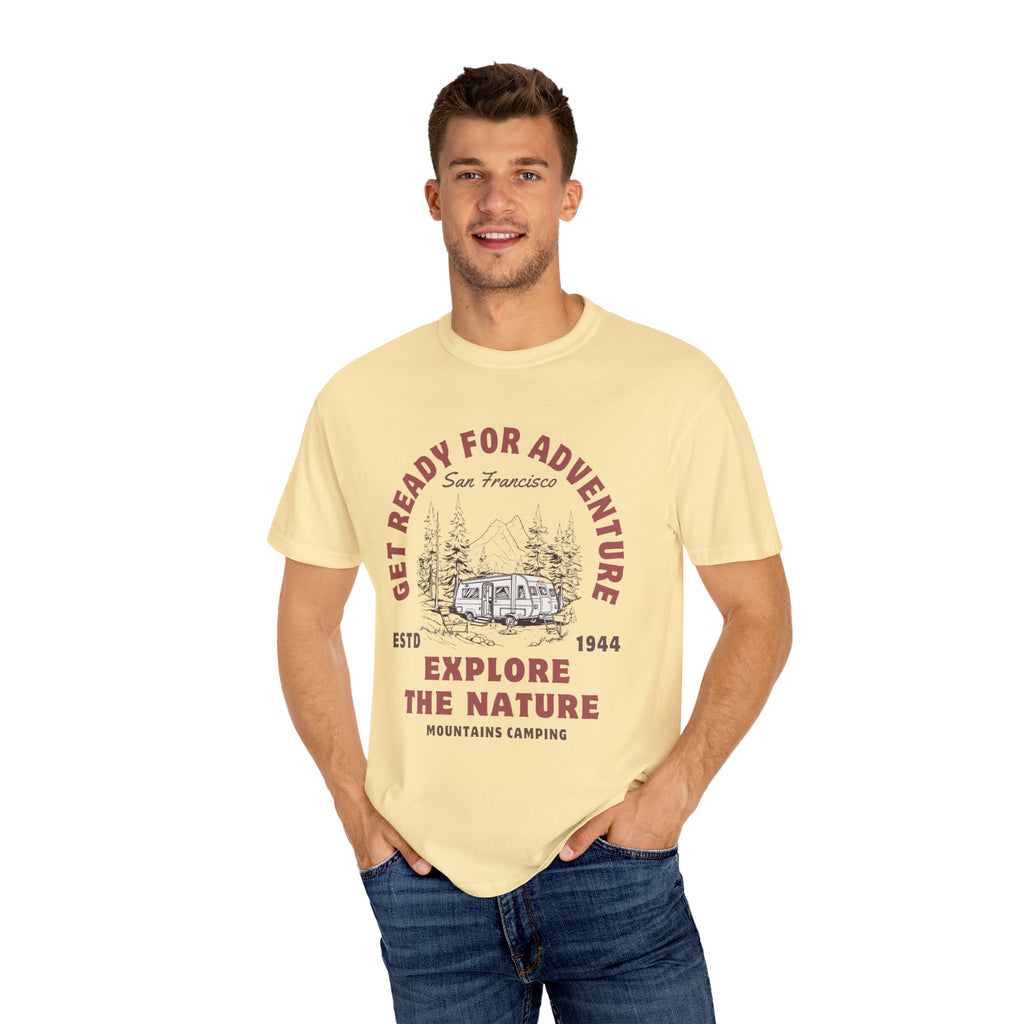 Adventure Camping Tee - Unisex Garment-Dyed T-shirt, Nature Lover Gift, Outdoor Enthusiast Apparel, Hiking Shirt, Vintage Camp Top