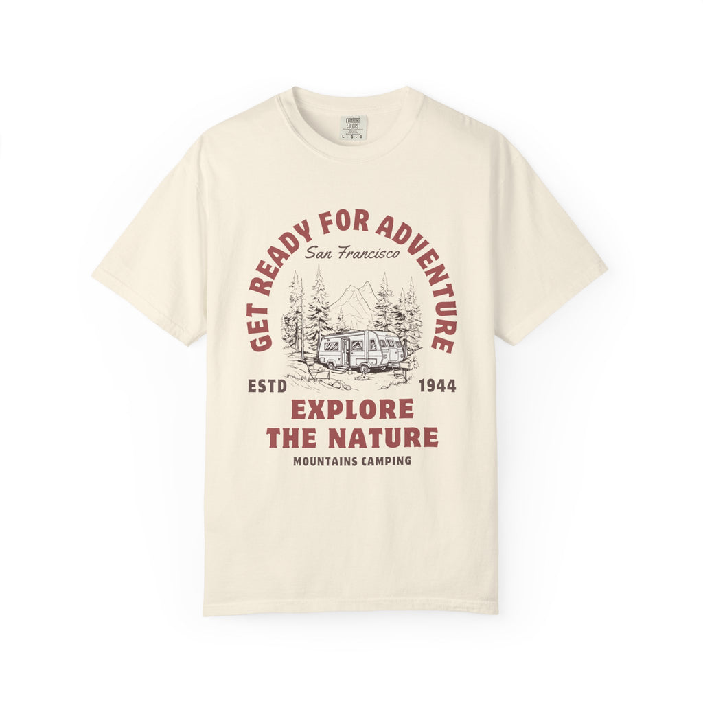 Adventure Camping Tee - Unisex Garment-Dyed T-shirt, Nature Lover Gift, Outdoor Enthusiast Apparel, Hiking Shirt, Vintage Camp Top