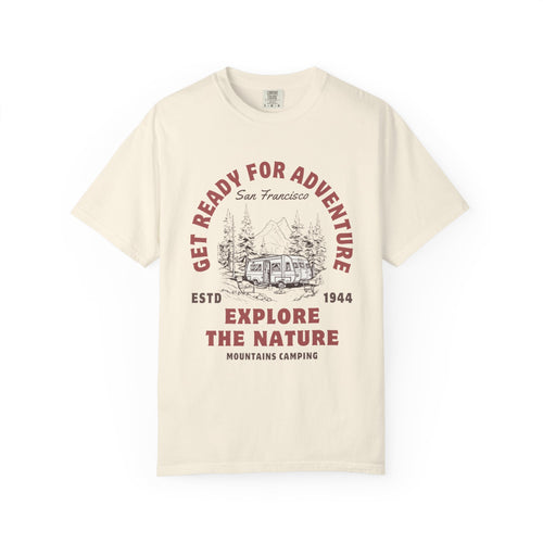 Adventure Camping Tee - Unisex Garment-Dyed T-shirt, Nature Lover Gift, Outdoor Enthusiast Apparel, Hiking Shirt, Vintage Camp Top
