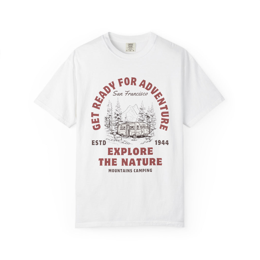 Adventure Camping Tee - Unisex Garment-Dyed T-shirt, Nature Lover Gift, Outdoor Enthusiast Apparel, Hiking Shirt, Vintage Camp Top