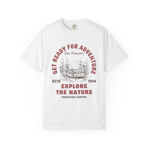 Adventure Camping Tee - Unisex Garment-Dyed T-shirt, Nature Lover Gift, Outdoor Enthusiast Apparel, Hiking Shirt, Vintage Camp Top