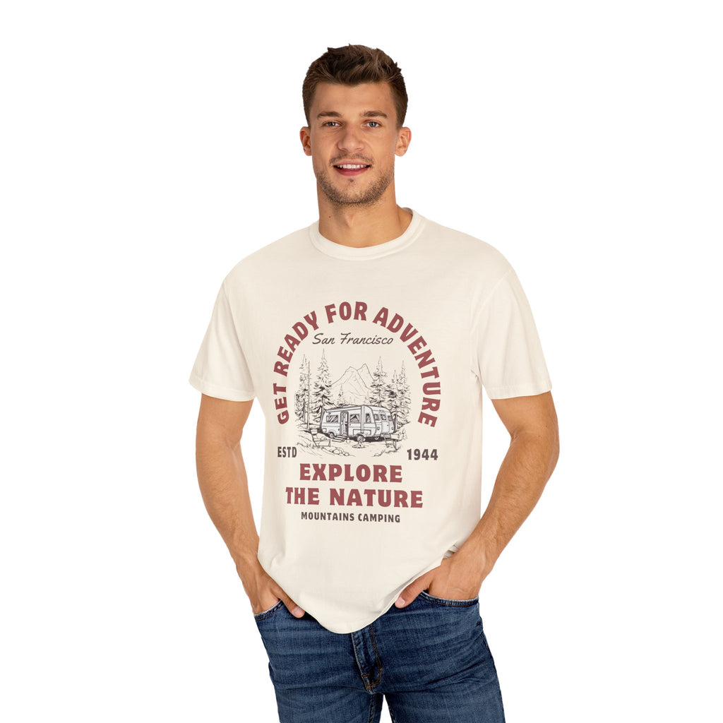 Adventure Camping Tee - Unisex Garment-Dyed T-shirt, Nature Lover Gift, Outdoor Enthusiast Apparel, Hiking Shirt, Vintage Camp Top