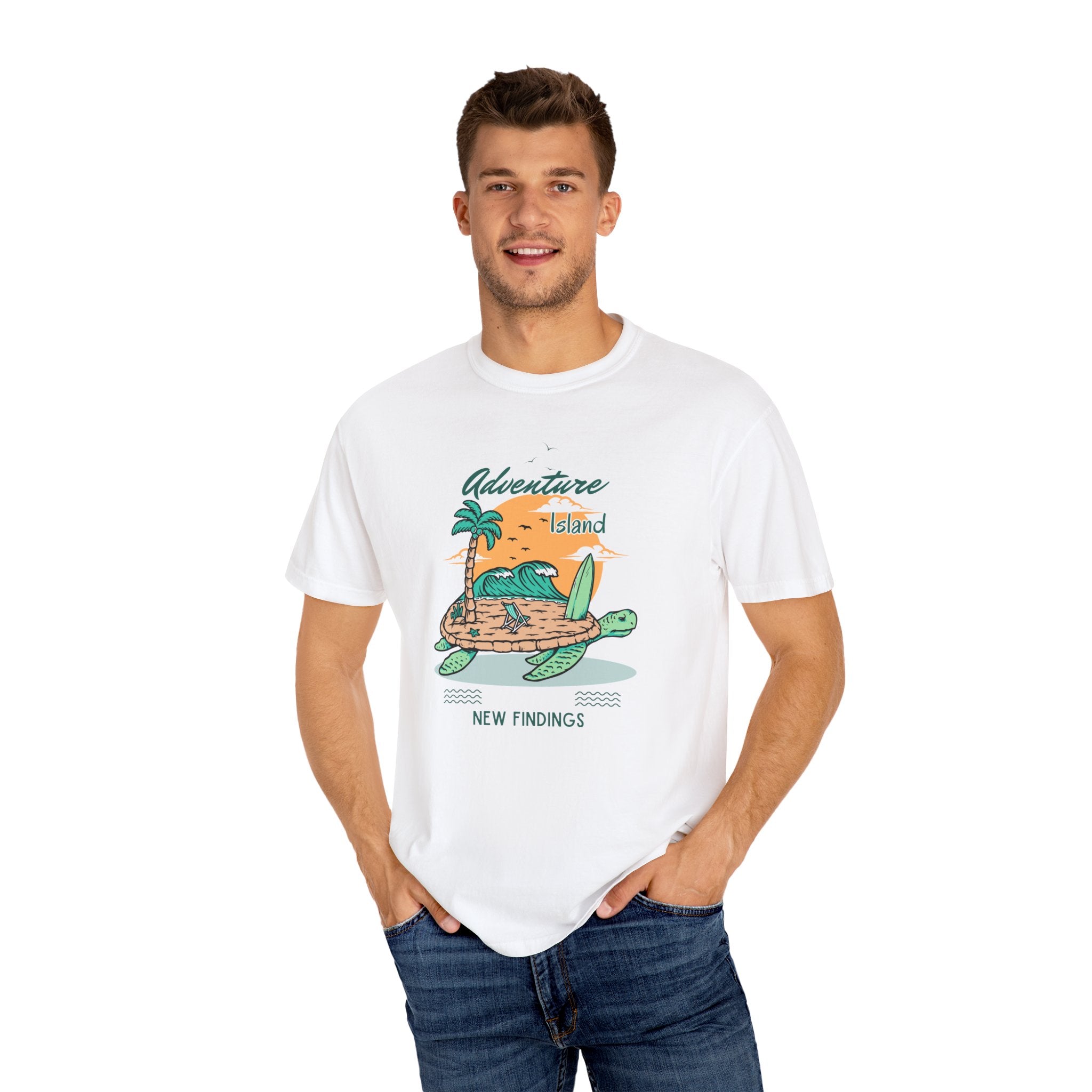 Adventure Island Turtle T-shirt, Summer Vibes Tee, Unisex Graphic Shirt, Eco-Friendly Fashion, Gift for Nature Lovers