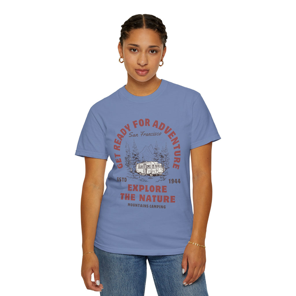 Adventure Camping Tee - Unisex Garment-Dyed T-shirt, Nature Lover Gift, Outdoor Enthusiast Apparel, Hiking Shirt, Vintage Camp Top