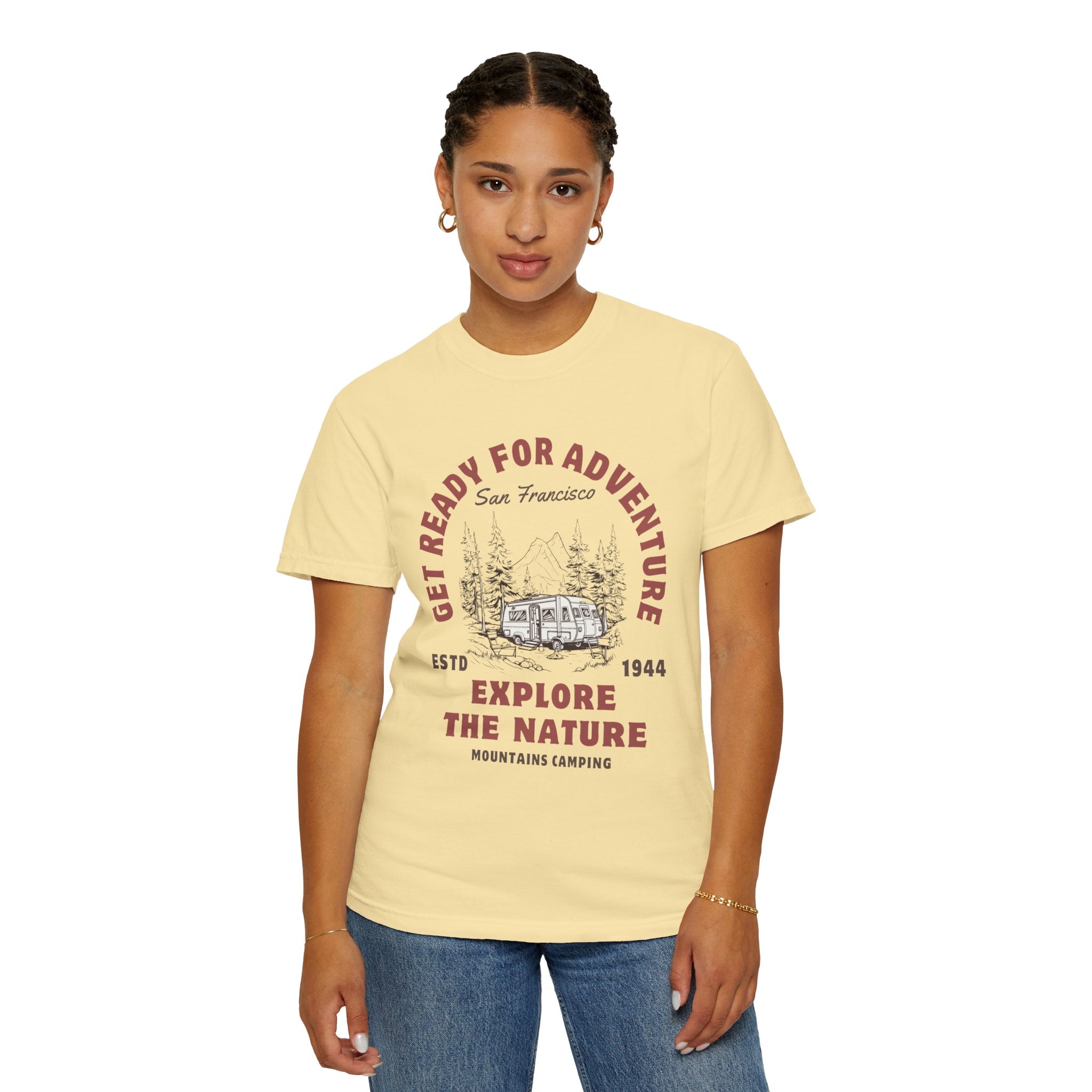 Adventure Camping Tee - Unisex Garment-Dyed T-shirt, Nature Lover Gift, Outdoor Enthusiast Apparel, Hiking Shirt, Vintage Camp Top