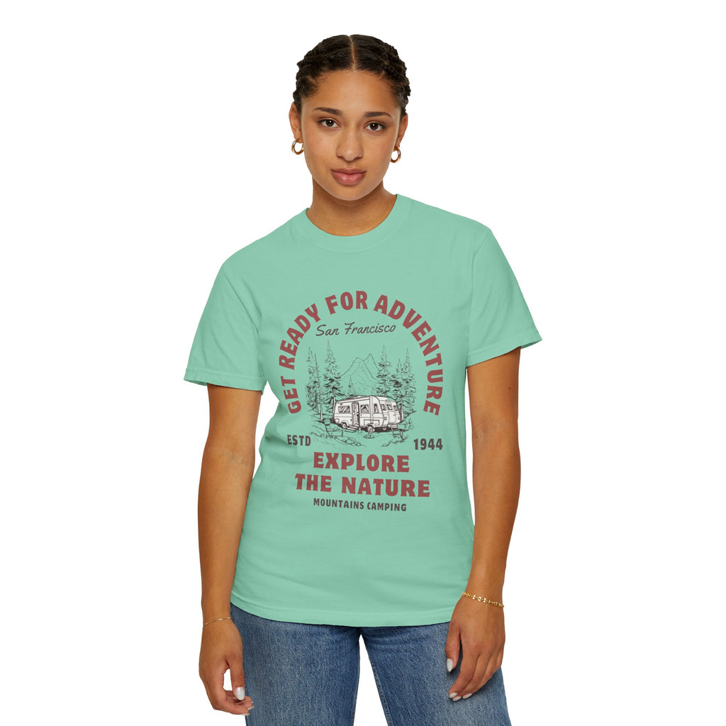 Adventure Camping Tee - Unisex Garment-Dyed T-shirt, Nature Lover Gift, Outdoor Enthusiast Apparel, Hiking Shirt, Vintage Camp Top
