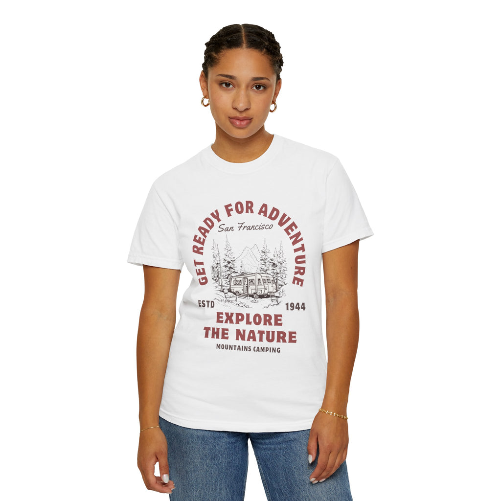 Adventure Camping Tee - Unisex Garment-Dyed T-shirt, Nature Lover Gift, Outdoor Enthusiast Apparel, Hiking Shirt, Vintage Camp Top