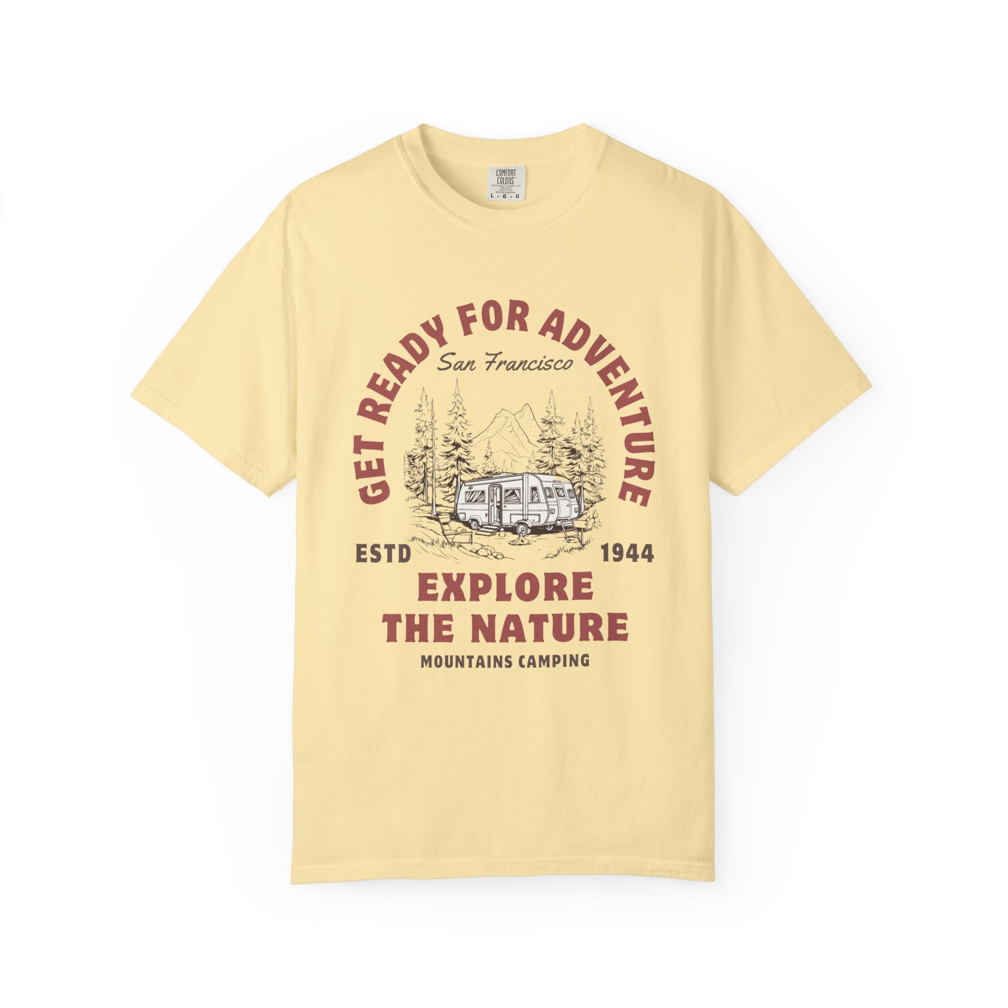 Adventure Camping Tee - Unisex Garment-Dyed T-shirt, Nature Lover Gift, Outdoor Enthusiast Apparel, Hiking Shirt, Vintage Camp Top