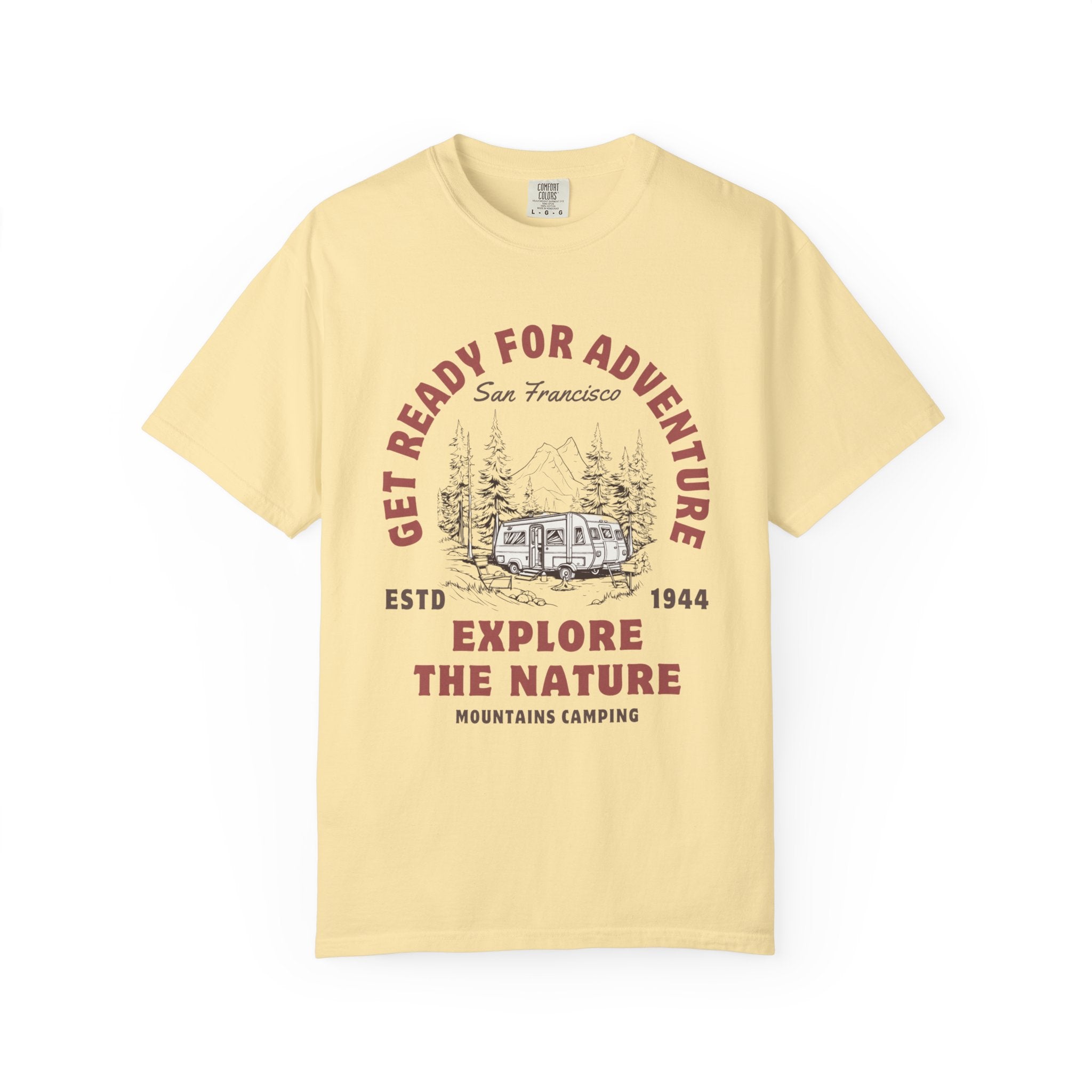 Adventure Camping Tee - Unisex Garment-Dyed T-shirt, Nature Lover Gift, Outdoor Enthusiast Apparel, Hiking Shirt, Vintage Camp Top