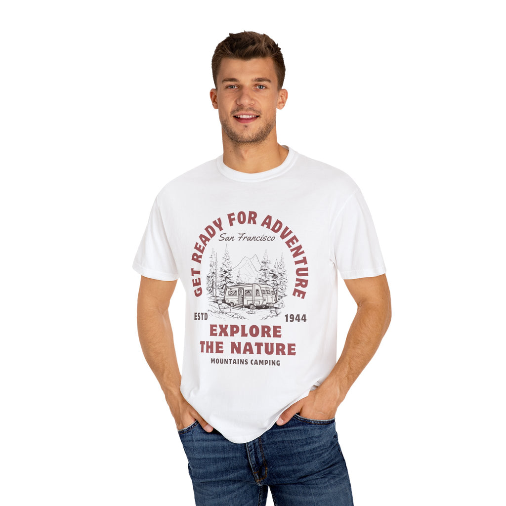 Adventure Camping Tee - Unisex Garment-Dyed T-shirt, Nature Lover Gift, Outdoor Enthusiast Apparel, Hiking Shirt, Vintage Camp Top
