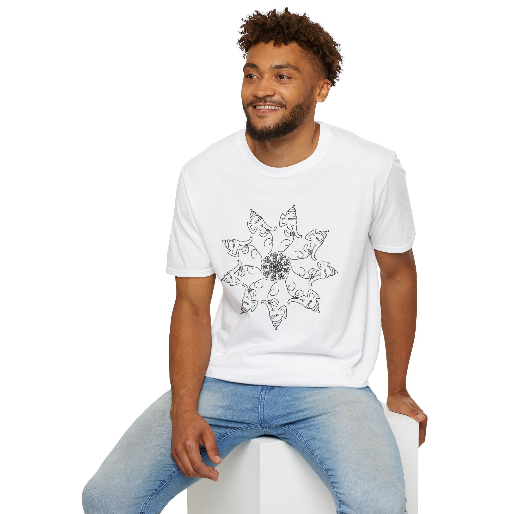 Bohemian Sun Design T-Shirt - Unisex Softstyle Tee for Festival, Gift, Summer Vibe, Casual Wear, Nature Lovers