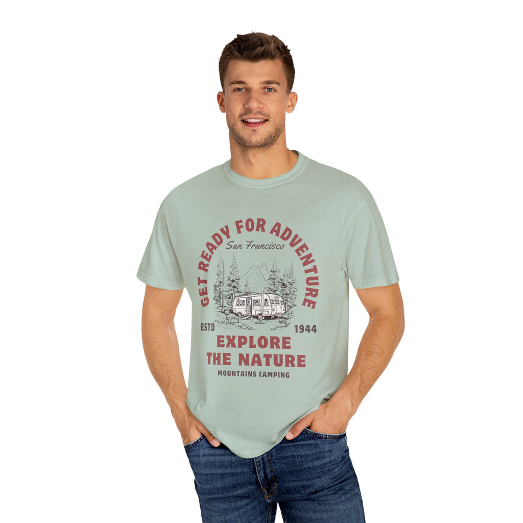 Adventure Camping Tee - Unisex Garment-Dyed T-shirt, Nature Lover Gift, Outdoor Enthusiast Apparel, Hiking Shirt, Vintage Camp Top