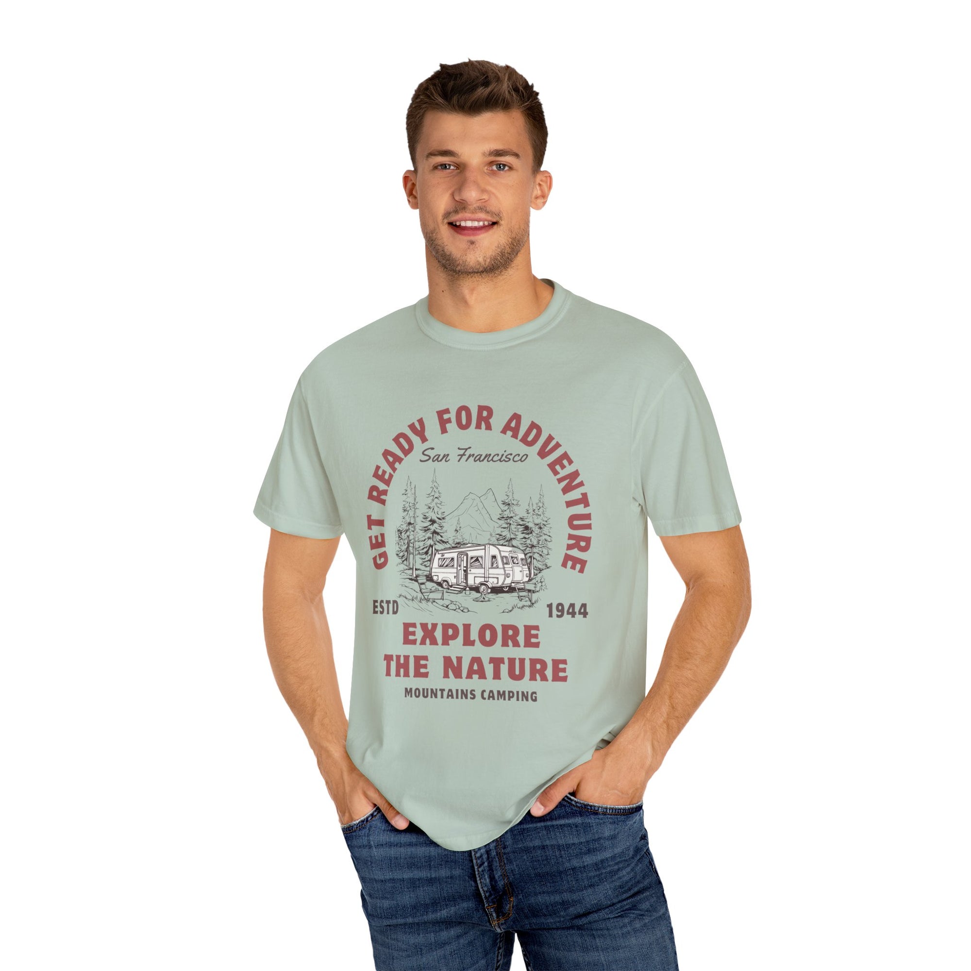 Adventure Camping Tee - Unisex Garment-Dyed T-shirt, Nature Lover Gift, Outdoor Enthusiast Apparel, Hiking Shirt, Vintage Camp Top