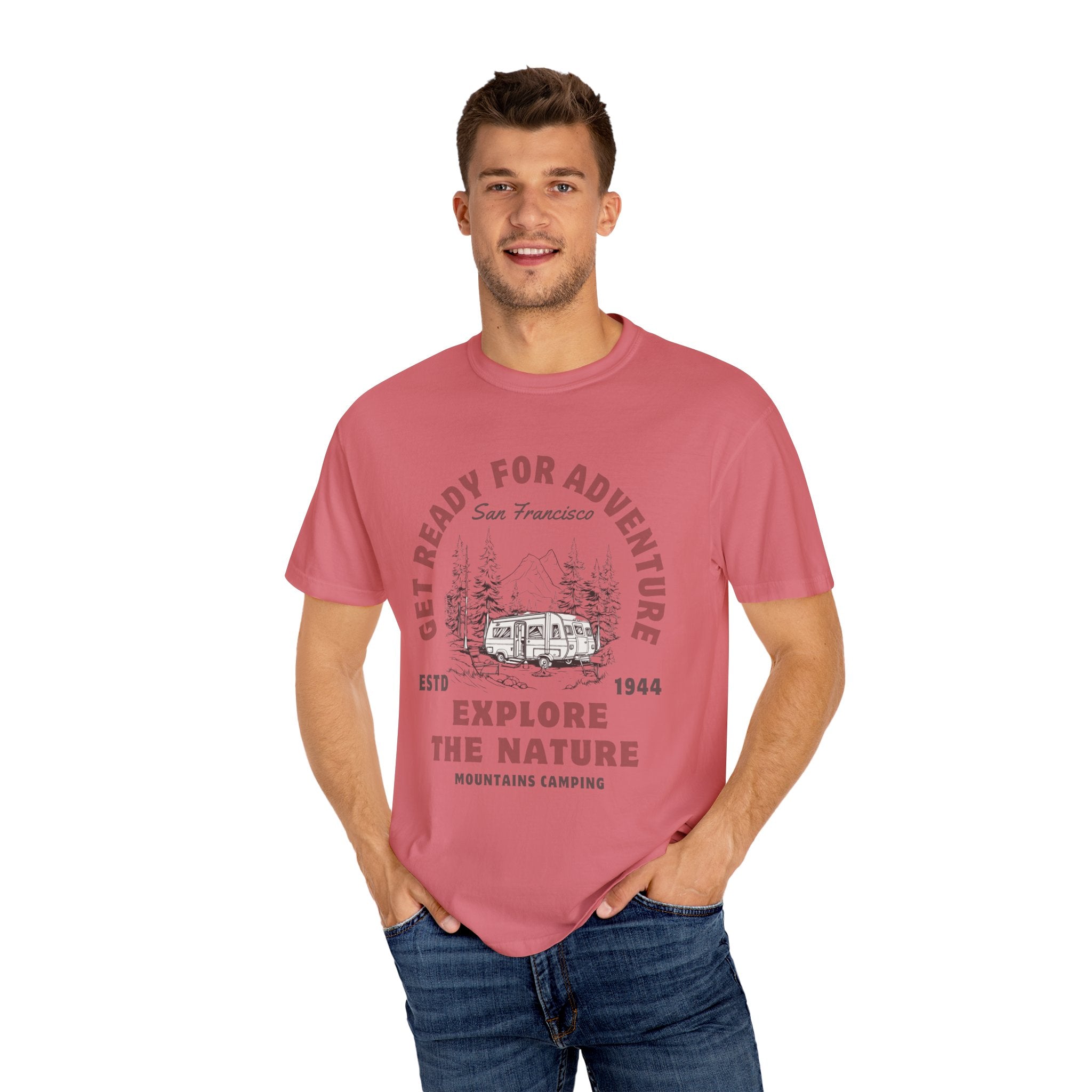 Adventure Camping Tee - Unisex Garment-Dyed T-shirt, Nature Lover Gift, Outdoor Enthusiast Apparel, Hiking Shirt, Vintage Camp Top