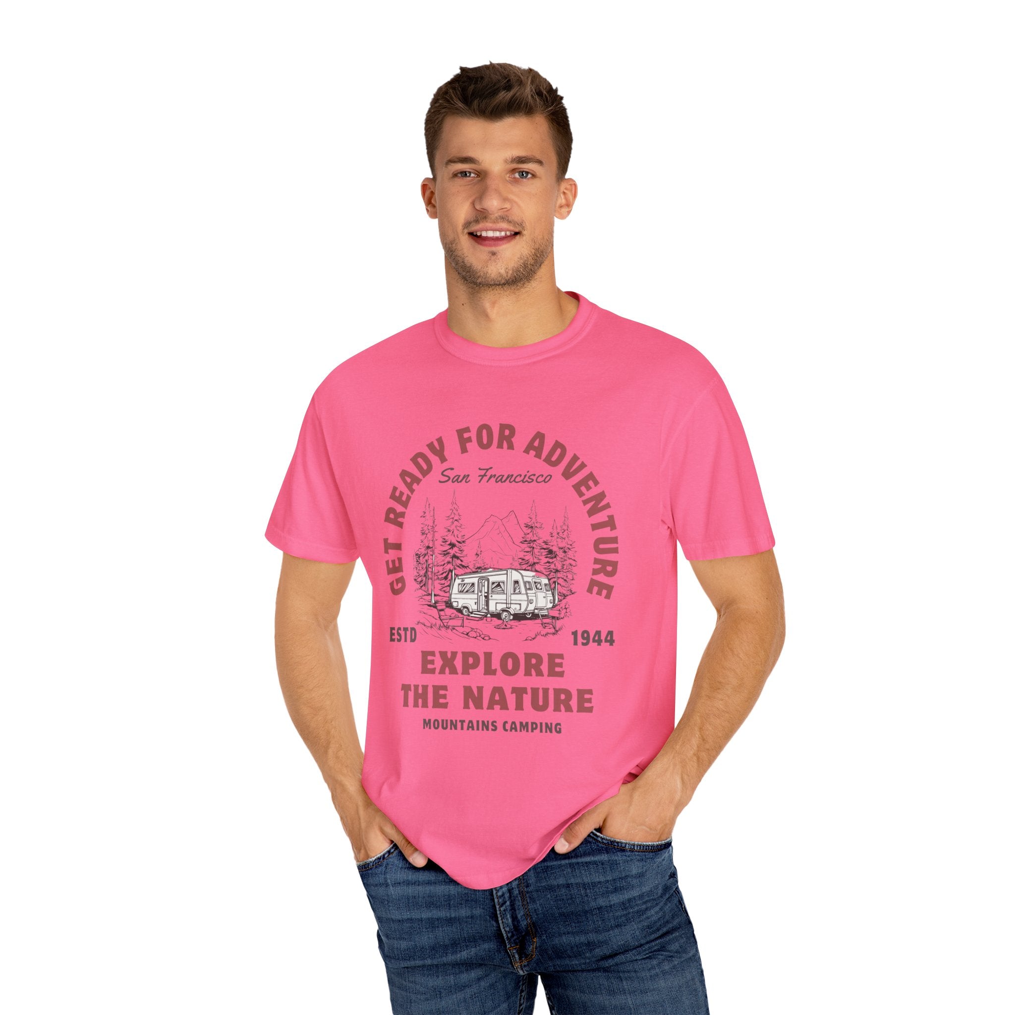 Adventure Camping Tee - Unisex Garment-Dyed T-shirt, Nature Lover Gift, Outdoor Enthusiast Apparel, Hiking Shirt, Vintage Camp Top