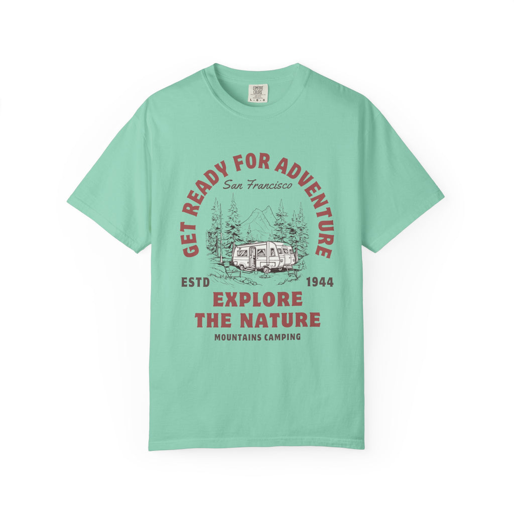 Adventure Camping Tee - Unisex Garment-Dyed T-shirt, Nature Lover Gift, Outdoor Enthusiast Apparel, Hiking Shirt, Vintage Camp Top