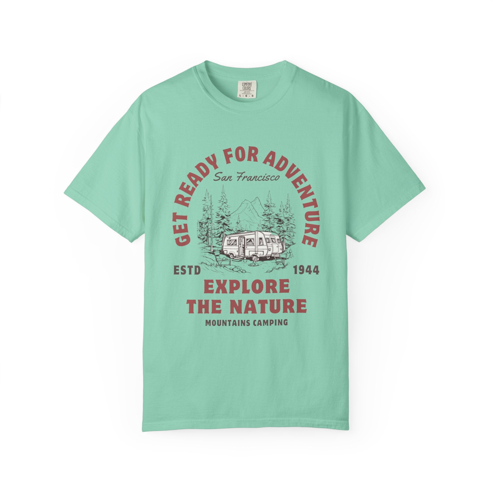 Adventure Camping Tee - Unisex Garment-Dyed T-shirt, Nature Lover Gift, Outdoor Enthusiast Apparel, Hiking Shirt, Vintage Camp Top